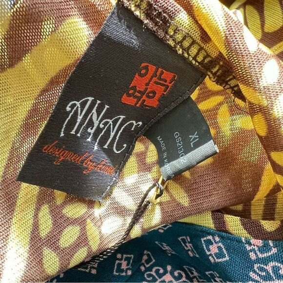 Anac by Kimi Asymmetrical Chic Art-to-Wear Long Paisley V-Neck Mesh Tunic Top XL - Picture 8 of 9